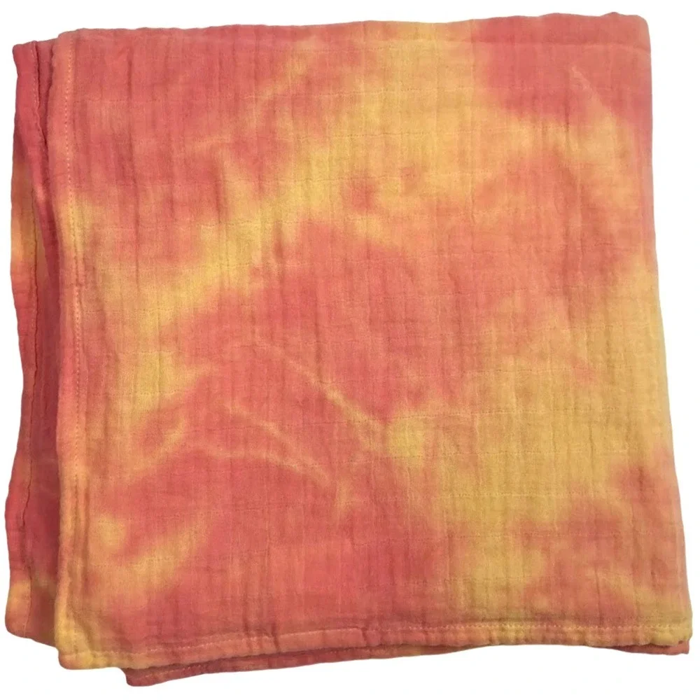 Bundles‎ Of Hope Orange Yellow Tie Dye Organic Hemp Baby Swaddle Blanket Light